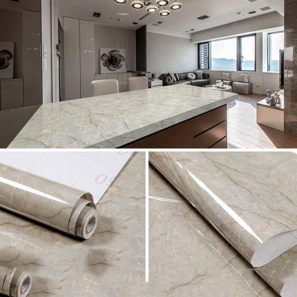 Home Decor |   5 M Pearl White Diy Decorative Film Pvc Self Adhesive Wall Paper Furniture Renovation Stickers Kitchen Waterproof Oil-Proof Marble Wallpaper Home & Kitchen Home Decor