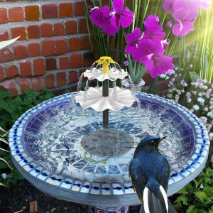 Home Decor |   6W Solar Fountain Pump For Bird Bath With 12 Led Lights 9 Nozzles Built-In 1500Mah Battery Solar Green & Landscaping Green & Landscaping