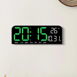 Home Decor |   9 Inch Large Digital Wall Clock Temperature Date Week Timing Countdown Light-Sensing Table Clock 2 Alarm 12/24H Led Alarm Clock Home & Kitchen Home Decor