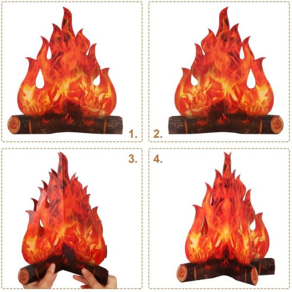 Home Decor |   Fake Flame 3D Decorative Halloween Christmas Decorations Realistic Art Paper Red Vivid Artificial Safe Campfire For Festival Home & Kitchen Home Decor