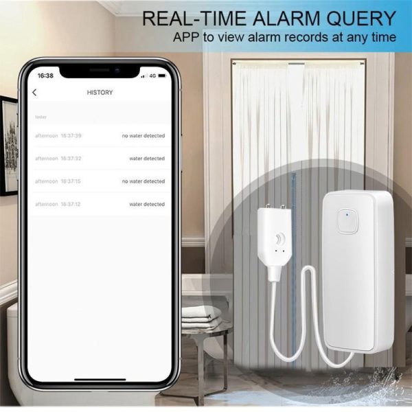 Home Security |   Tuya Smart Water Level Alarm Wifi Household Kitchen Bathroom Water Leak Alarm Water Sensor Detector App Remote Notification Ultra Long Standby Electronics Home Security