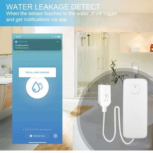 Home Security |   Tuya Smart Water Level Alarm Wifi Household Kitchen Bathroom Water Leak Alarm Water Sensor Detector App Remote Notification Ultra Long Standby Electronics Home Security