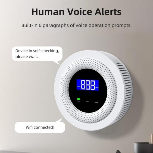 Home Security |   Tuya Wifi Gases Leakage Detection Device Live Voice Prompt App Remote Alarm With Concentration Electronics Home Security