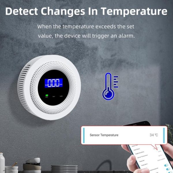 Home Security |   Tuya Wifi Gases Leakage Detection Device Live Voice Prompt App Remote Alarm With Concentration Electronics Home Security