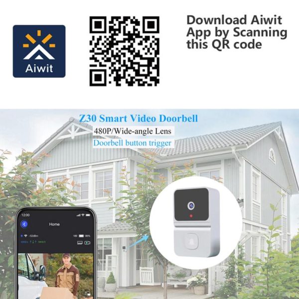 Home Security |   Wireless Video Doorbell Camera Smart Doorbell With 450P Night Vision 2-Way Audio Cloud Storage Electronics Home Security