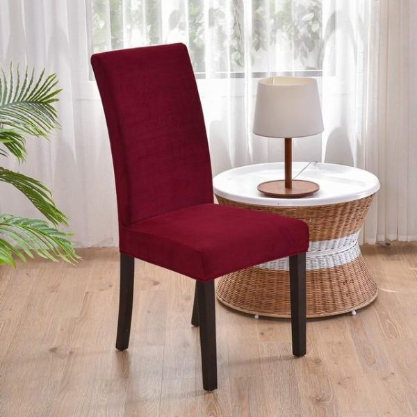 Home Textiles |   1/2/4/6 Pieces Soft Chair Cover New Velvet Fabric Big Elastic Chair Covers Seat Case For Dining Room Home & Kitchen Home Textiles