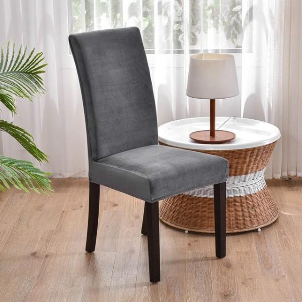 Home Textiles |   1/2/4/6 Pieces Soft Chair Cover New Velvet Fabric Big Elastic Chair Covers Seat Case For Dining Room Home & Kitchen Home Textiles