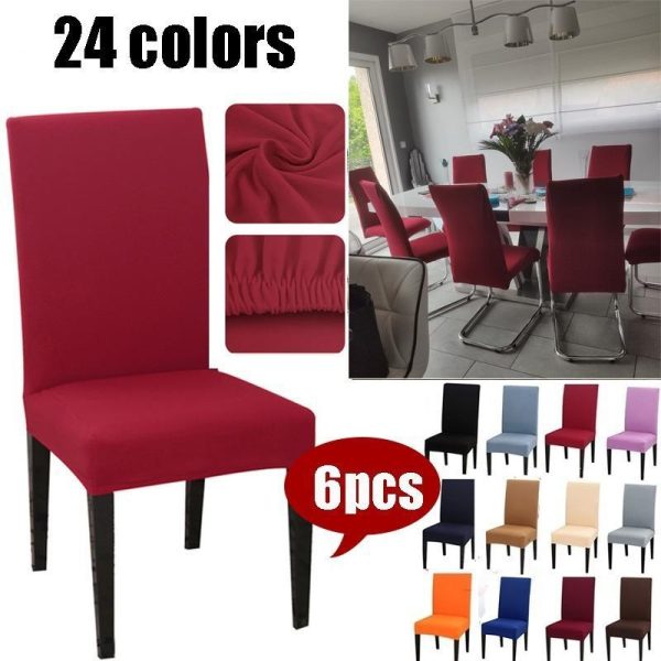 Home Textiles |   1/2/4/6Pcs Solid Color Chair Cover Spandex Stretch Elastic Slipcovers Chair Covers White For Dining Room Wedding Banquet Hotel Home & Kitchen Home Textiles