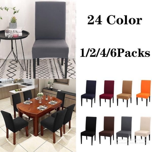 Home Textiles |   1/2/4/6Pcs Solid Color Chair Cover Spandex Stretch Elastic Slipcovers Chair Covers White For Dining Room Wedding Banquet Hotel Home & Kitchen Home Textiles