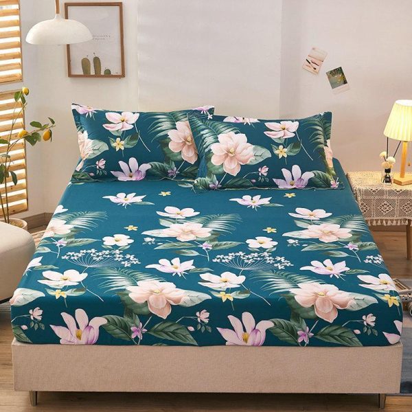 Home Textiles |   1/3Pcs Elastic Fitted Sheet Deep Pockets Printed Microfiber Mattress Covers Set Twin Full Queen King  24 Colors (Pillowcases Optional) Home & Kitchen Home Textiles