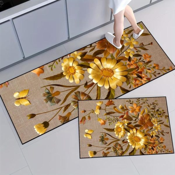 Home Textiles |   1Pcs Anti Fatigue Kitchen Rugs, Onehouse Floral Print Waterproof Non-Slip Thick Cushioned Kitchen Mat Heavy Duty Comfort Standing Mat For Kitchen Home & Kitchen Home Textiles