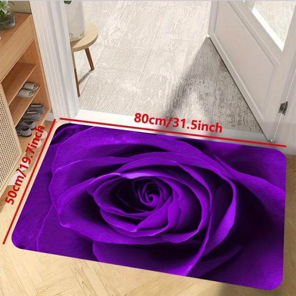 Home Textiles |   1Pcs Purple Rose Pattern Kitchen Mat, Non-Slip Oil-Proof Waterproof Area Rug Floor Mat Machine Washable For Entrance Kitchen Home & Kitchen Home Textiles