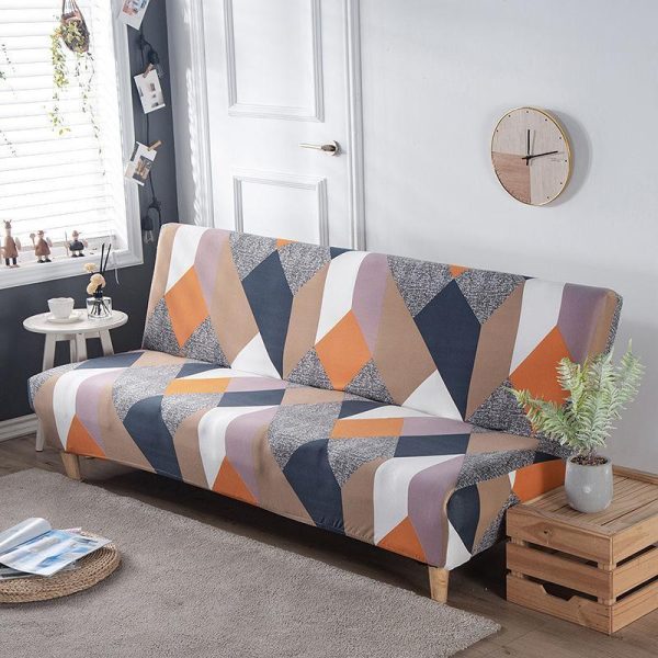 Home Textiles |   Armless Sofa Bed Cover Folding Seat Slipcover Modern Stretch Sofa Bed Covers Elastic Couch Protector Home Hotel Home & Kitchen Home Textiles