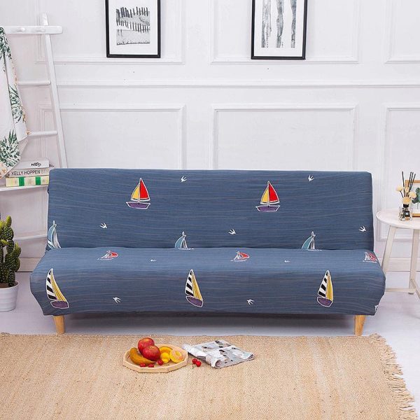 Home Textiles |   Armless Sofa Bed Cover Folding Seat Slipcover Modern Stretch Sofa Bed Covers Elastic Couch Protector Home Hotel Home & Kitchen Home Textiles