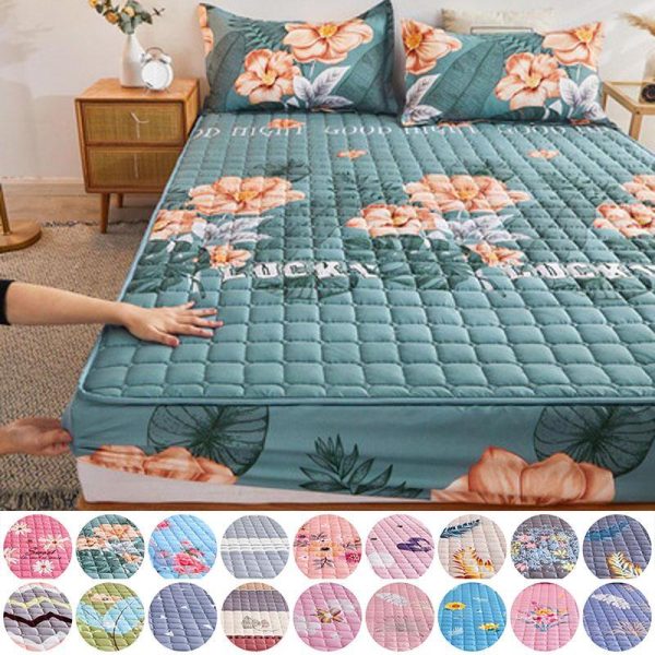 Home Textiles |   Cotton Soft Bedding Sheet Mattress Cover Thicken Quilted Bedspread Elastic Sheets Fitted Sheet Mattress Topper Non-Slip Sheet Dust Cover Home & Kitchen Home Textiles