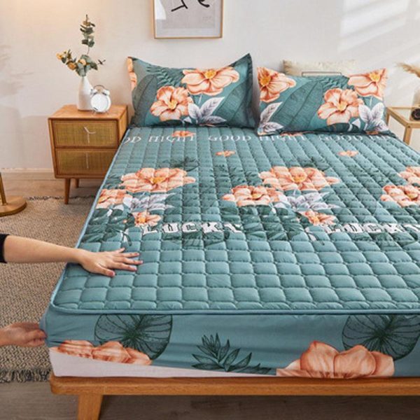 Home Textiles |   Cotton Soft Bedding Sheet Mattress Cover Thicken Quilted Bedspread Elastic Sheets Fitted Sheet Mattress Topper Non-Slip Sheet Dust Cover Home & Kitchen Home Textiles