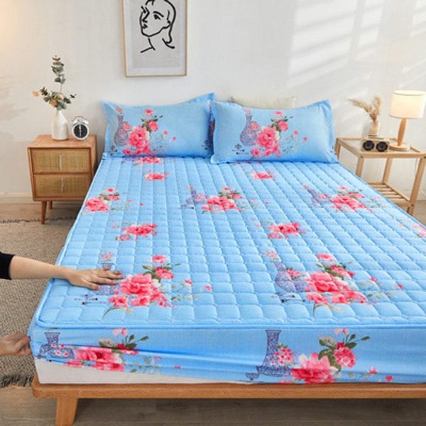 Home Textiles |   Cotton Soft Bedding Sheet Mattress Cover Thicken Quilted Bedspread Elastic Sheets Fitted Sheet Mattress Topper Non-Slip Sheet Dust Cover Home & Kitchen Home Textiles