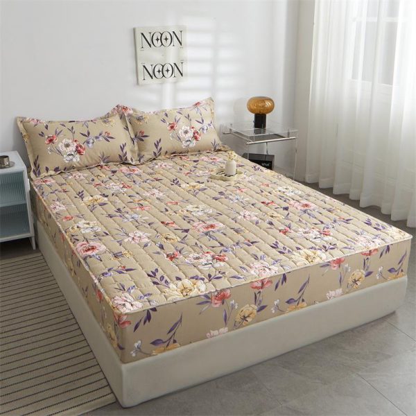 Home Textiles |   Cotton Soft Bedding Sheet Mattress Cover Thicken Quilted Bedspread Elastic Sheets Fitted Sheet Mattress Topper Non-Slip Sheet Dust Cover Home & Kitchen Home Textiles