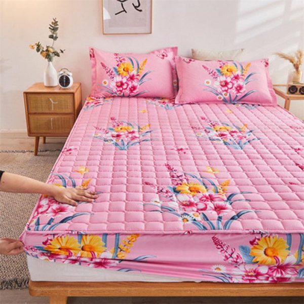 Home Textiles |   Cotton Soft Bedding Sheet Mattress Cover Thicken Quilted Bedspread Elastic Sheets Fitted Sheet Mattress Topper Non-Slip Sheet Dust Cover Home & Kitchen Home Textiles