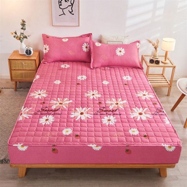 Home Textiles |   Cotton Soft Bedding Sheet Mattress Cover Thicken Quilted Bedspread Elastic Sheets Fitted Sheet Mattress Topper Non-Slip Sheet Dust Cover Home & Kitchen Home Textiles