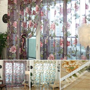 Home Textiles |   Home Textile Flower Embroidered Chinese Fabric Tulle Sheer 3D Window Curtain Home & Kitchen Home Decor