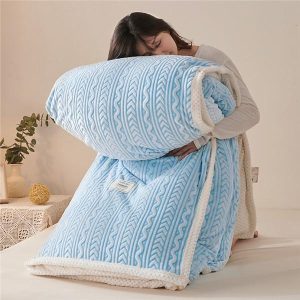 Home Textiles |   Home Thick Bed Blanket Double Sided Lamb Cashmere Fleece Plaid Blankets Winter Warm Throw Sofa Cover Newborn Wrap Kids Bedspread Throw Bedspread Home & Kitchen Home Textiles