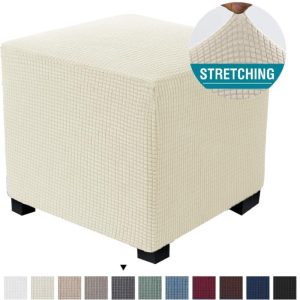 Home Textiles |   Jacquard Durable Square Stretch Footrest Ottoman Cover Folding Storage Stool Furniture Protector Rectangle Bench Slipcover Home & Kitchen Home Textiles