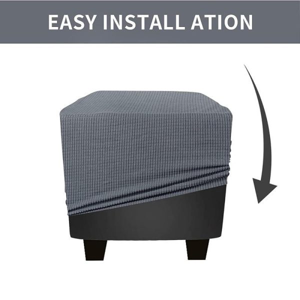 Home Textiles |   Jacquard Durable Square Stretch Footrest Ottoman Cover Folding Storage Stool Furniture Protector Rectangle Bench Slipcover Home & Kitchen Home Textiles