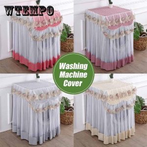 Home Textiles |   Lace Washing Machine Cover Dustproof Embroidery Floral Home Decor Protector Washing Machine Covers Home & Kitchen Home Textiles