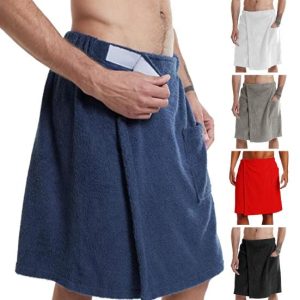 Home Textiles |   Men Bathrobe Bath Towel Adjustable Elastic Waist Homewear Nightgown Pocket Outdoor Sports Swimming Gym Spa Towel Bathroom Products Bathroom Products