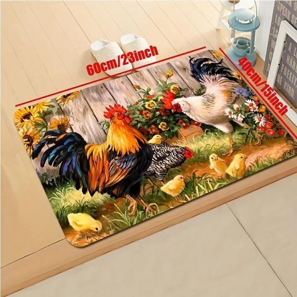 Home Textiles |   Rooster Sunflower Soft Kitchen Rug Anti-Fatigue Kitchen Rug Waterproof Non-Slip Rugs Set Runner Rug Bedside Rug Absorbent  Carpet For Kitchen Home & Kitchen Home Textiles