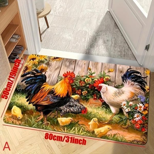 Home Textiles |   Rooster Sunflower Soft Kitchen Rug Anti-Fatigue Kitchen Rug Waterproof Non-Slip Rugs Set Runner Rug Bedside Rug Absorbent  Carpet For Kitchen Home & Kitchen Home Textiles