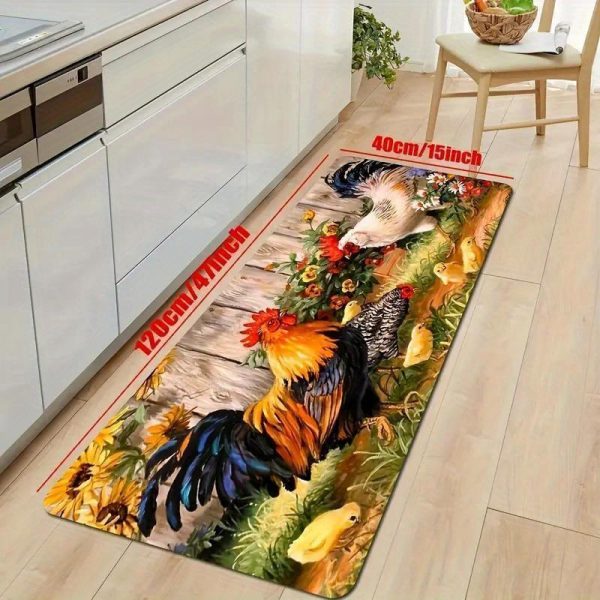 Home Textiles |   Rooster Sunflower Soft Kitchen Rug Anti-Fatigue Kitchen Rug Waterproof Non-Slip Rugs Set Runner Rug Bedside Rug Absorbent  Carpet For Kitchen Home & Kitchen Home Textiles