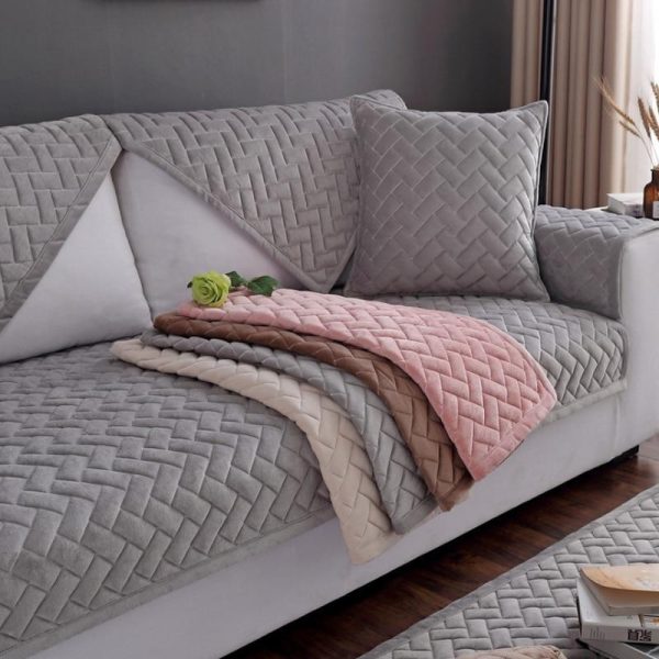 Home Textiles |   Sofa Covers For Living Room Dirt-Proof Couch Cover Gray Color Plush Cushion Furniture Cover Corner Sofa Towel Home & Kitchen Home Textiles