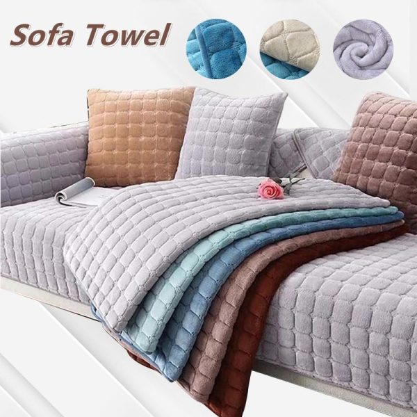 Home Textiles |   Solid Color Non-Slip Sofa Cover Thicken Soft Plush Sofa Cushion Towel For Living Room Furniture Decor Slipcovers Couch Covers Home & Kitchen Home Textiles