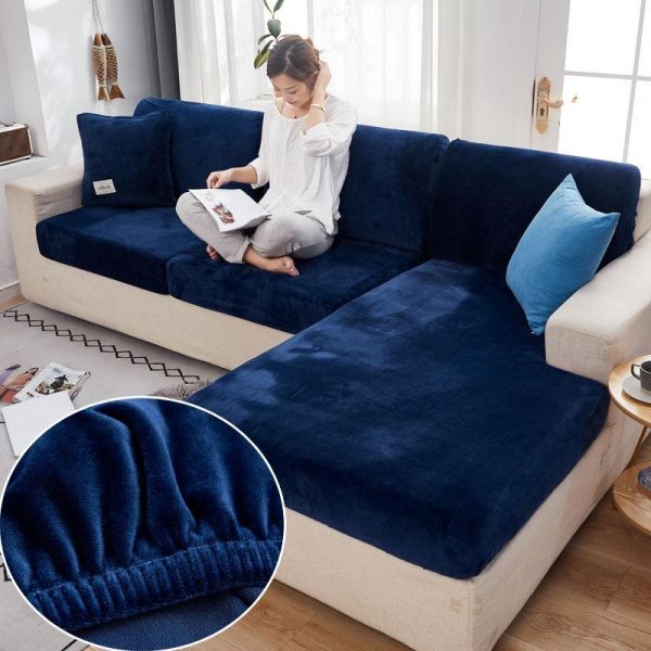 Home Textiles |   Velvet Sofa Seat Cover Cushion Cover Thick Jacquard Solid Soft Stretch Sofa Slipcovers Funiture Protector Home & Kitchen Home Textiles