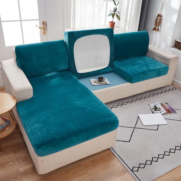 Home Textiles |   Velvet Sofa Seat Cover Cushion Cover Thick Jacquard Solid Soft Stretch Sofa Slipcovers Funiture Protector Home & Kitchen Home Textiles