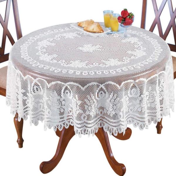 Home Textiles |   White Or Cream Lace Kitchen Table Cloth Tablecloth Round Or Oblong Choice Home & Kitchen Home Textiles