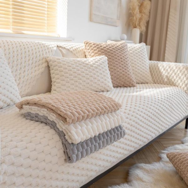 Home Textiles |   Winter Sofa Cover Thicken Plush Non-Slip Couch Cushion For Living Room Soft Universal Sofa Cover Back Towel Sectional Sofa Mat Home & Kitchen Home Textiles