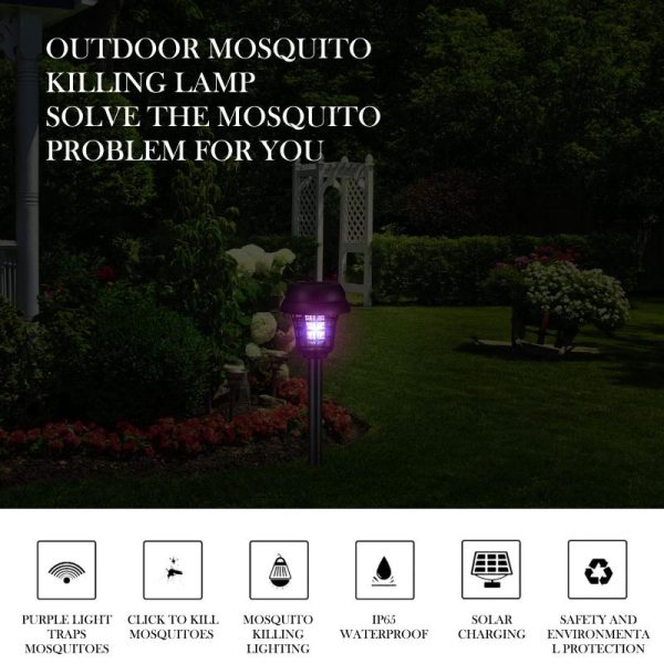 Household Supplies |   1 Pcs Solar Bug Zapper Waterproof Outdoor Mosquito Zapper Mosquito Killer And Lighting Mosquito Repellent Lamp For Indoor Outdoor Home & Kitchen Household Supplies