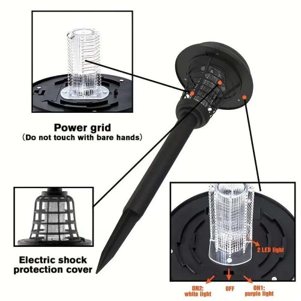 Household Supplies |   1 Pcs Solar Bug Zapper Waterproof Outdoor Mosquito Zapper Mosquito Killer And Lighting Mosquito Repellent Lamp For Indoor Outdoor Home & Kitchen Household Supplies