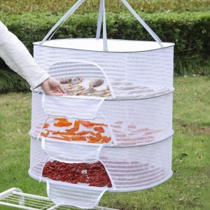 Household Supplies |   1/2/3 Layer Hanging Mesh Drying Basket U-Shaped Zipper Design Food Fish Clothes Hanging Drying Net Outdoor Foldable Hanging Mesh Dryer Home & Kitchen Household Supplies