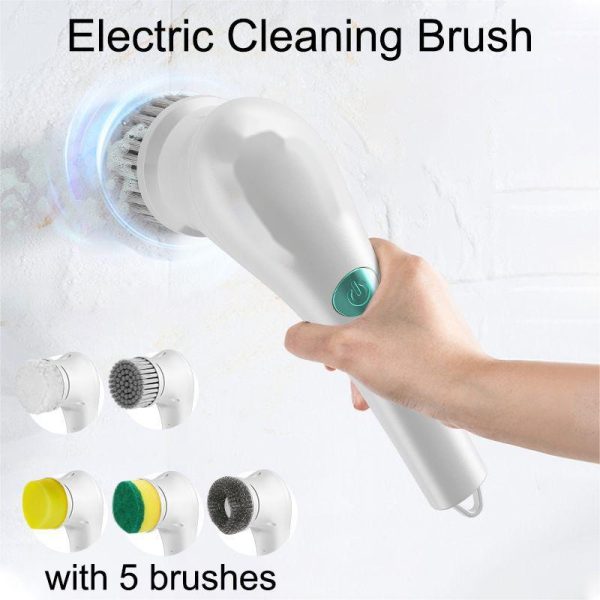 Household Supplies |   5 In 1 Handheld Electric Cleaning Brush Usb Charging Bathtub Sink Floor Multifunctional Rotating Washing Brush Kitchen Bathroom Cleaning Tools Home & Kitchen Household Supplies