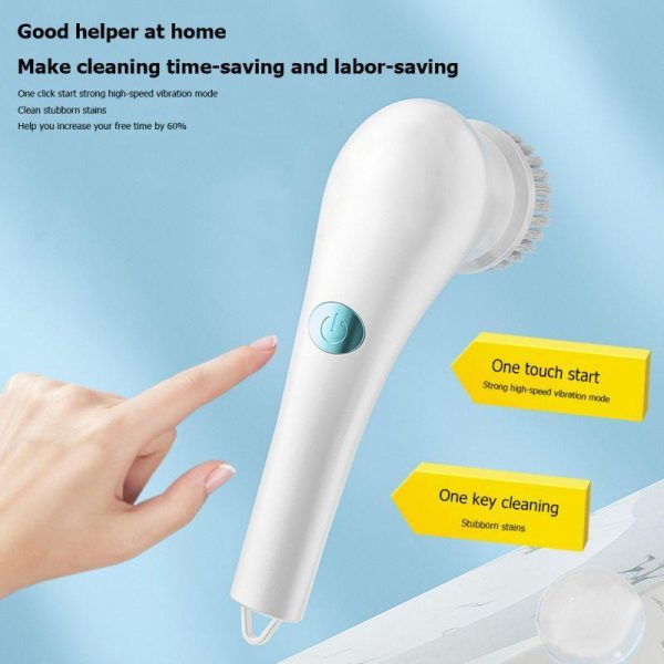 Household Supplies |   5 In 1 Handheld Electric Cleaning Brush Usb Charging Bathtub Sink Floor Multifunctional Rotating Washing Brush Kitchen Bathroom Cleaning Tools Home & Kitchen Household Supplies