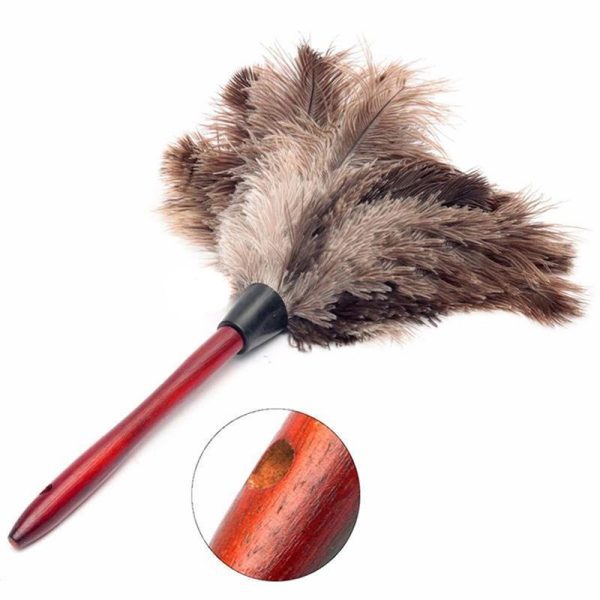 Household Supplies |   Anti-Static Ostrich Feather Fur Brush Duster Dust Cleaning Tool Wooden Handle Home & Kitchen Household Supplies