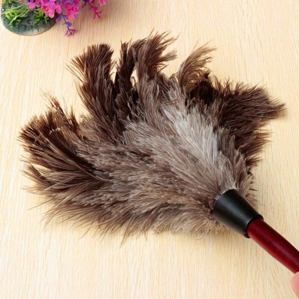 Household Supplies |   Anti-Static Ostrich Feather Fur Brush Duster Dust Cleaning Tool Wooden Handle Home & Kitchen Household Supplies