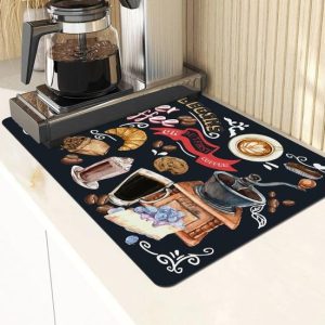 Household Supplies |   Coffee Maker Mat Absorbent Dish Drying Mat Long-Lasting Multi-Purpose Non-Slip Table Mat For Home Kitchen Counter Home & Kitchen Household Supplies