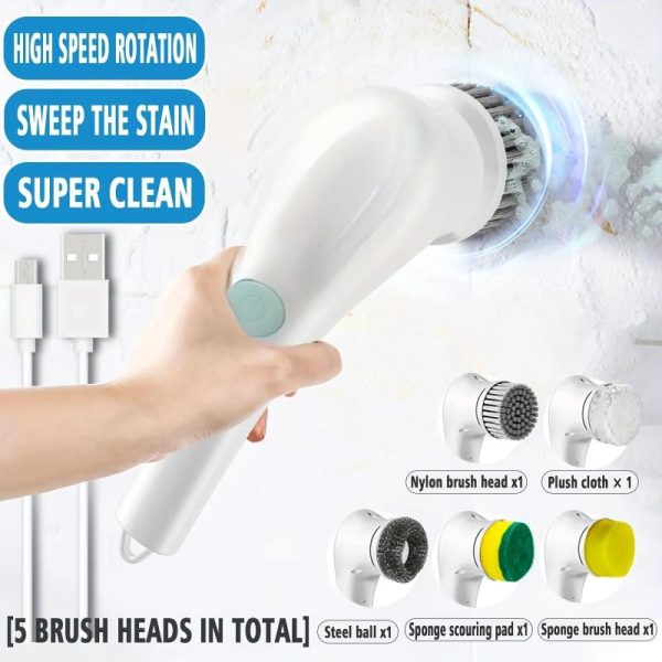 Household Supplies |   Electric Scrubber Dishwashing Brush Cordless Cleaning Brush Rotary Scrubber For Bathroom Kitchen Home Home & Kitchen Household Supplies