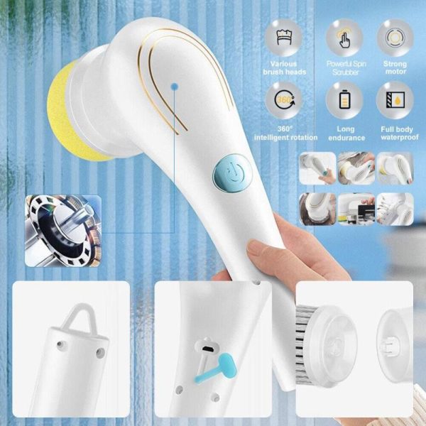 Household Supplies |   Electric Scrubber Dishwashing Brush Cordless Cleaning Brush Rotary Scrubber For Bathroom Kitchen Home Home & Kitchen Household Supplies