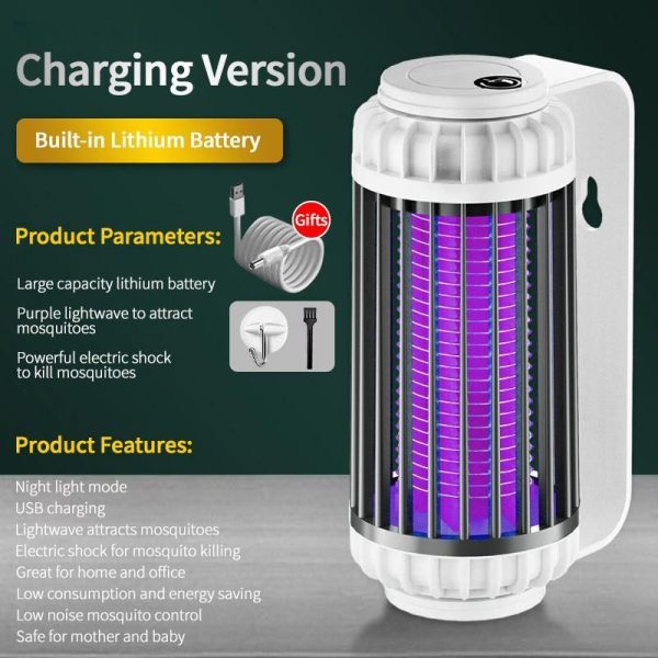 Household Supplies |   Mosquito Killer Lamp Electric Shock Photocatalyst Kill Bug Insect Zapper Home Mosquito Repellent Rechargable Outdoor Fly Trap Home & Kitchen Household Supplies